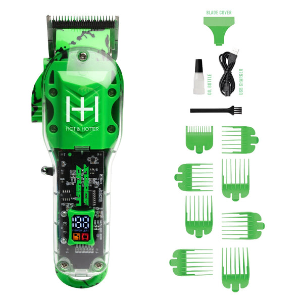 Hot & Hotter Professional Rechargeable Cordless Clippers - Space Green #5787
