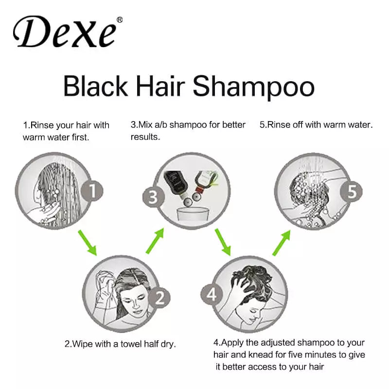 Dexe Black Hair Shampoo w/Comb