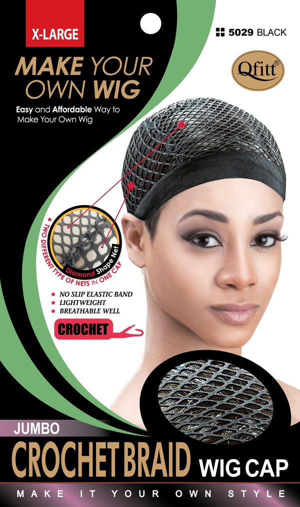 Qfitt Jumbo X Large Crochet Braid Wig Cap 5029 Black Deluxe