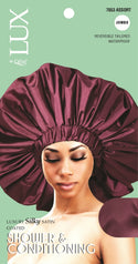 Qfitt LUX Luxury Silky Satin Coated Shower & Conditioning Cap Jumbo #7053 Assorted