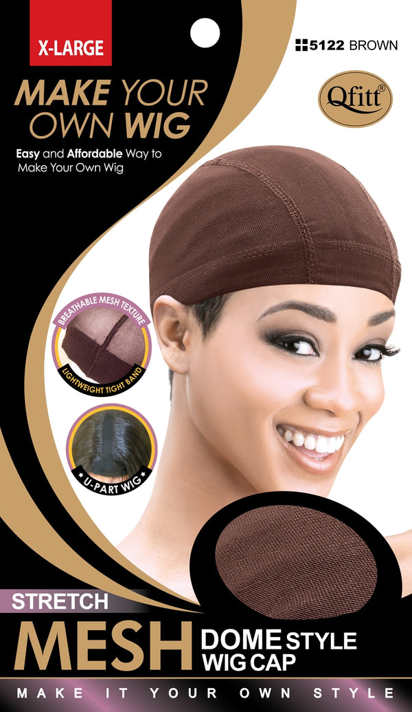 Qfitt Stretch Mesh Dome Style X-Large Wig Cap #5122 Brown