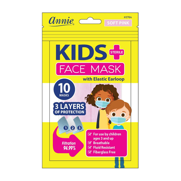 Annie Kids Sterile Face Masks with Elastic Earloops - Soft Pink - Deluxe Beauty Supply