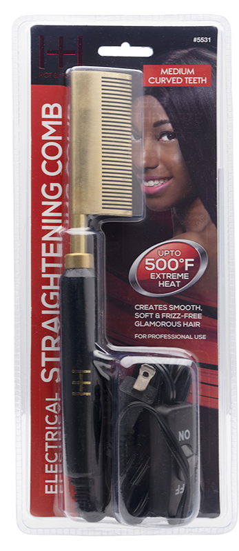 Hot & Hotter Electrical Straightening Comb Medium Curved Teeth #5531