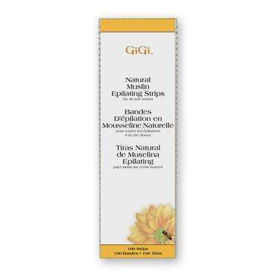 GiGi Natural Muslin Epilating Strips For Soft Wax - Large 3" x 9" 100pk - Deluxe Beauty Supply