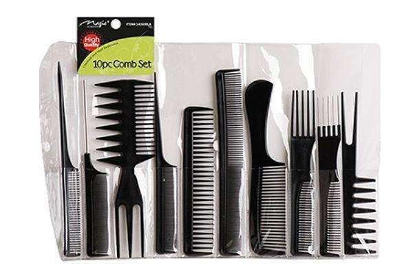 Magic Collection 10 Piece Comb Set Black - Deluxe Beauty Supply