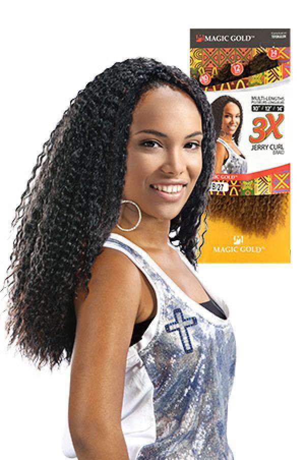Magic Gold Synthetic Crochet Braid 3X Jerry Curl 10", 12", 14" - Deluxe Beauty Supply