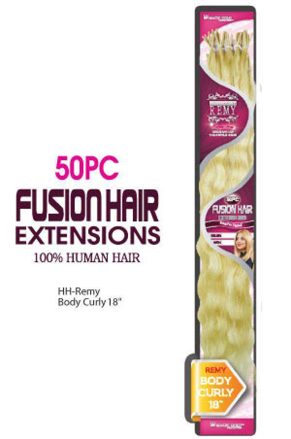 Magic Gold Remy 100% Human Fusion Hair Extensions Body Curly 18" 50pcs - Deluxe Beauty Supply