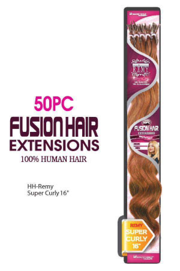 Magic Gold Remy 100% Human Fusion Hair Extensions Super Curly 16" 50pcs - Deluxe Beauty Supply