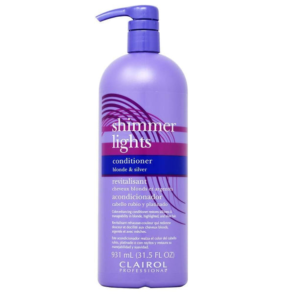 Clairol Professional Shimmer Lights Purple Conditioner for Blonde & Silver Hair 31.5oz - Deluxe Beauty Supply
