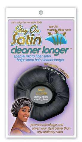 Stay On Satin Satin Edge Bonnet - Style 6001 Black - Deluxe Beauty Supply