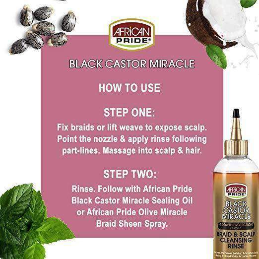 African Pride Black Castor Miracle Braid & Scalp Cleansing Rinse - Deluxe Beauty Supply
