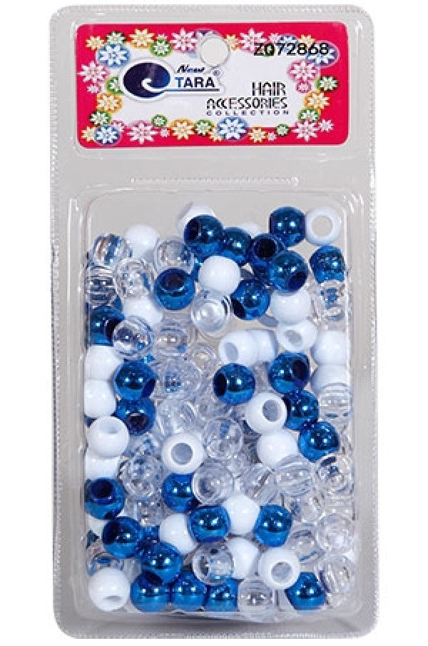 Tara Large Hair Beads - Blue, White & Clear Jumbo Pack #72868 - Deluxe Beauty Supply