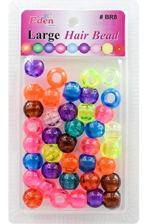 Eden Large Hair Beads - Clear Assorted #BR8CM - Deluxe Beauty Supply