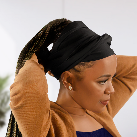 Broadus Collection Headwrap Scarf 36"X36" - Black