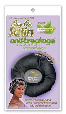 Stay On Satin Satin Edge Bonnet - Style 7600 Black - Deluxe Beauty Supply