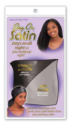 Stay On Satin Large Scarf - Style 779 Black - Deluxe Beauty Supply