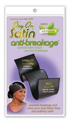 Stay On Satin Anti Breakage Wrapping Scarf 7879 Black - Deluxe Beauty Supply