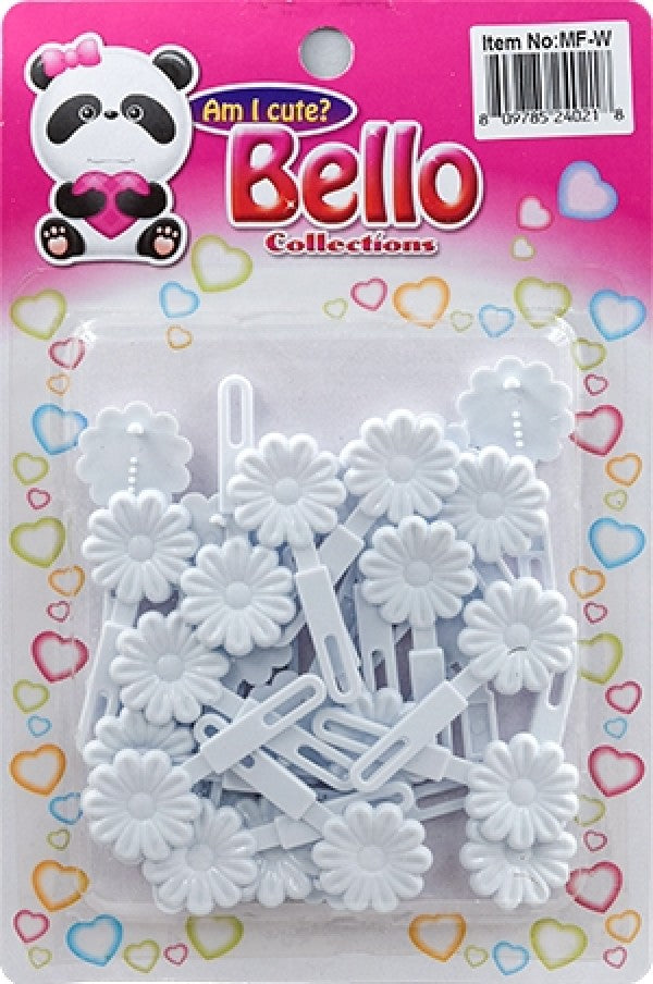 Bello Mini Hair Barrettes - Flower White #MF-W
