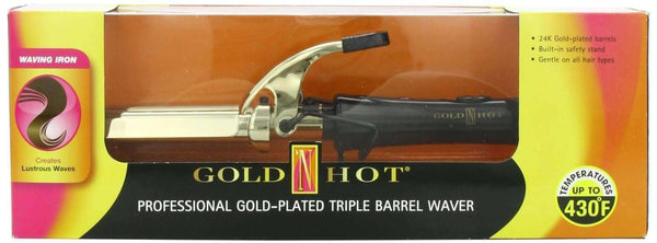Gold N Hot Professional Gold Triple Barrel Waver - Deluxe Beauty Supply