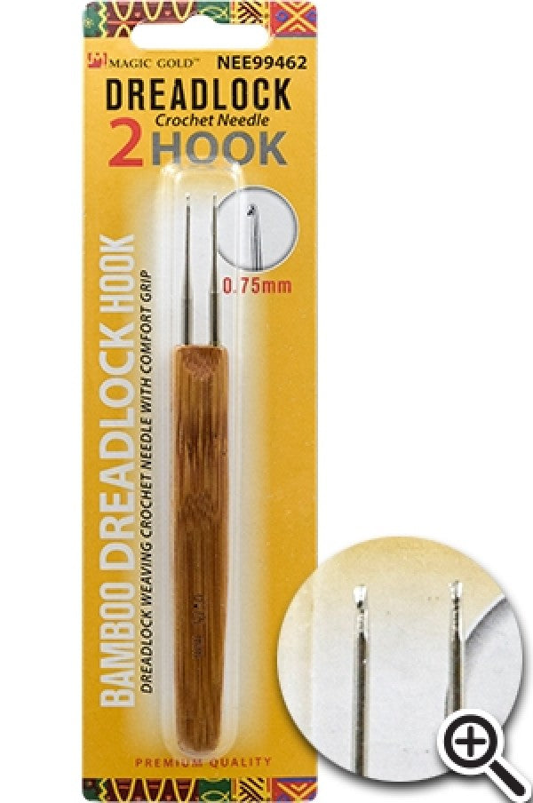 Magic Gold Bamboo Dreadlock Needle w/ Two Hooks #99462