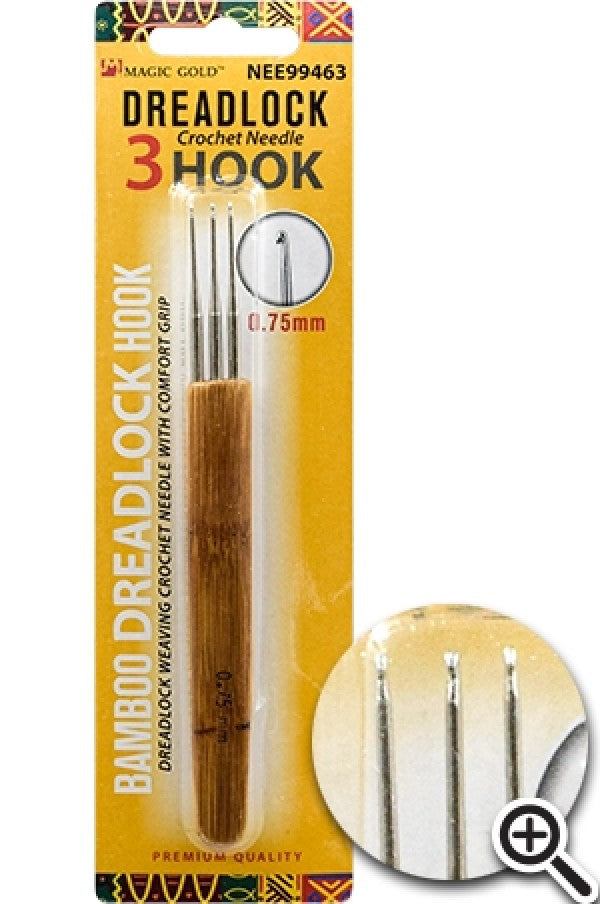 Magic Gold Bamboo Dreadlock Needle w/ Three Hooks #99463