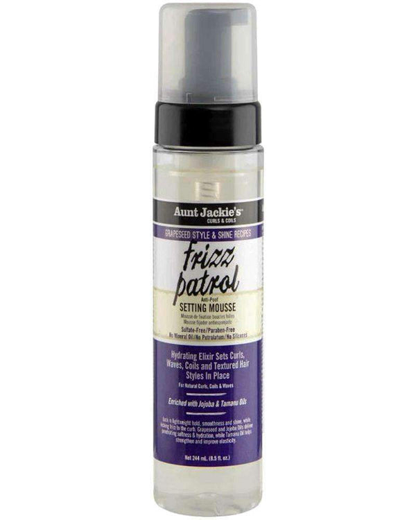 Aunt Jackie's Grapeseed Style & Shine Recipes "Frizz Patrol" Anti-Poof Twist & Curl Setting Mousse - Deluxe Beauty Supply