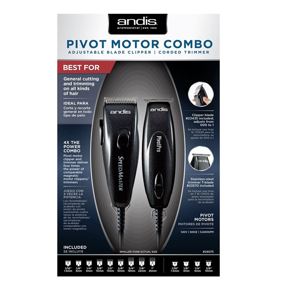 Andis Pivot Motor Clipper & Trimmer Combo - Black