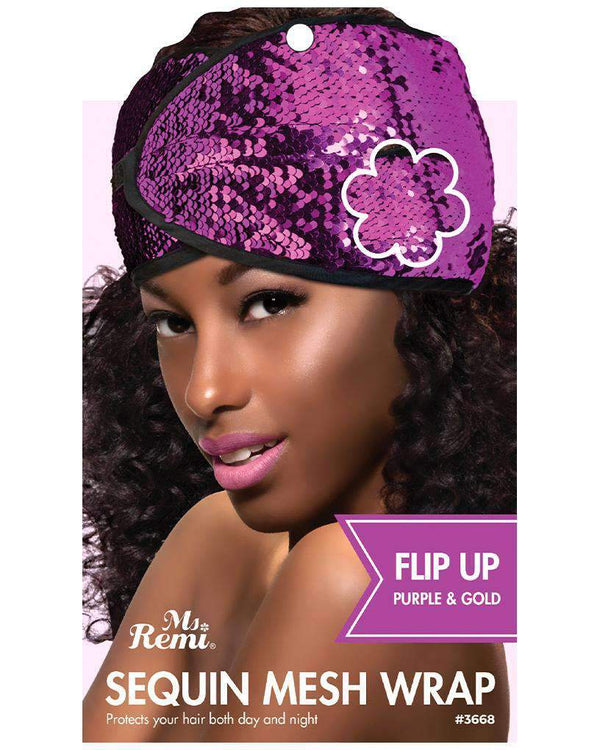 Annie Sequin Mesh Wrap - Flip Up Purple and Gold - Deluxe Beauty Supply