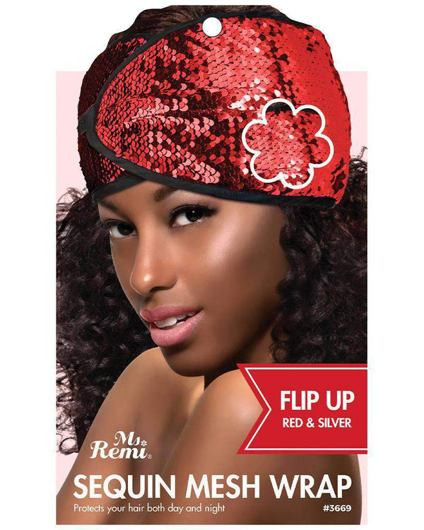 Annie Sequin Mesh Wrap - Flip Up Red and Silver - Deluxe Beauty Supply