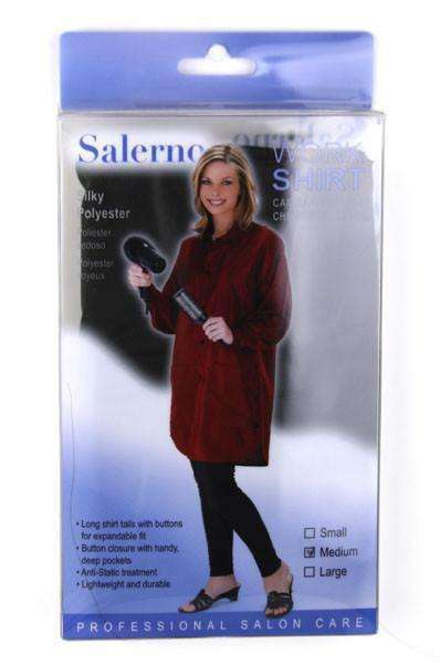 Salerno Silky Polyester Work Shirt Medium - Black #7733 - Deluxe Beauty Supply