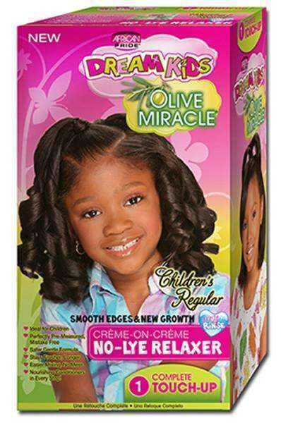 African Pride Dream Kids Olive Miracle No Lye Creme Relaxer 1 Touch Up Kit Regular - Deluxe Beauty Supply