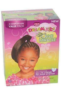 African Pride Dream Kids Olive Miracle No Lye Creme Relaxer 4 Touch Ups Kit Coarse - Deluxe Beauty Supply