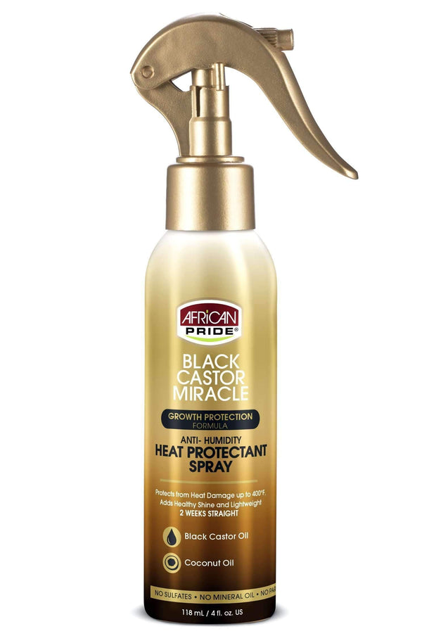 African Pride Black Castor Miracle Anti-Humidity Heat Protectant Spray - Deluxe Beauty Supply