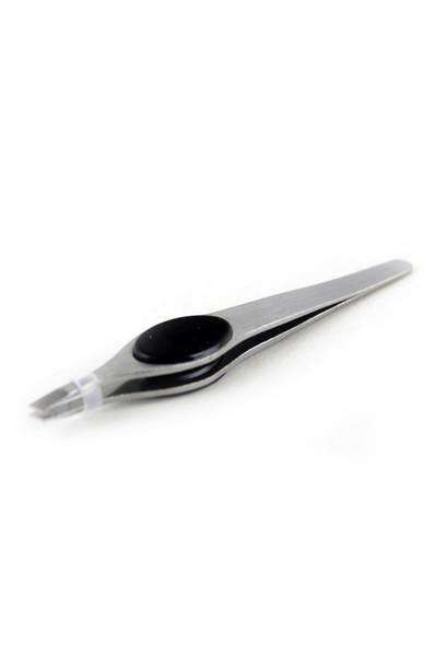 Slant Tip Tweezer w/ Rubber - Deluxe Beauty Supply