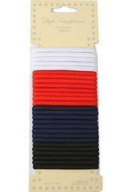27pcs Ponytail Holders Black, White, Navy & Red - Deluxe Beauty Supply