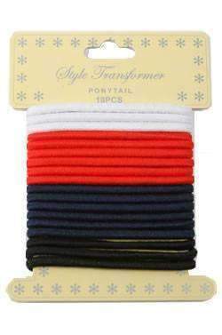18pcs Ponytail Holders Black, White, Navy & Red (Old Packaging) - Deluxe Beauty Supply