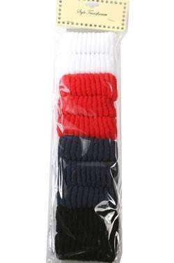 Hair Scrunchies - Black, Red, Navy & White 10pcs - Deluxe Beauty Supply