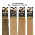 HALO 100% Remy Human Hair Euro Tape In Extensions 18"