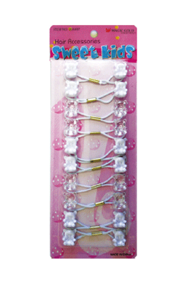 Magic Gold Hair Baubles - Bear BR6 White/Clear - Deluxe Beauty Supply
