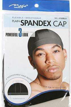 Magic Collection Plain Spandex Cap #4702BLA Black - Deluxe Beauty Supply