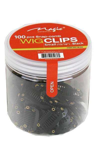 Magic Collection 100 Snap Comb Wig Clips Small 15/16" - Black - Deluxe Beauty Supply