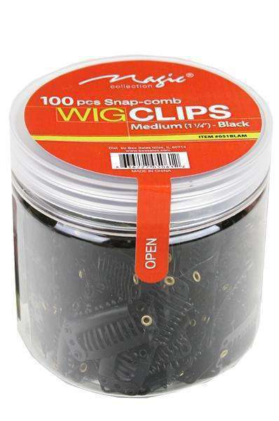 Magic Collection 100 Snap Comb Wig Clips Medium 1 1/4"- Black - Deluxe Beauty Supply