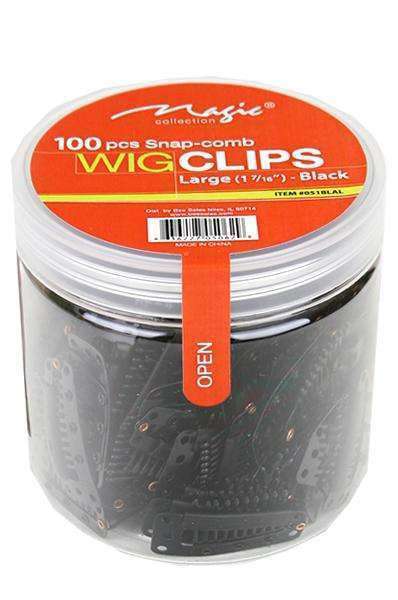 Magic Collection 100 Snap Comb Wig Clips Large 1 7/16"- Black - Deluxe Beauty Supply