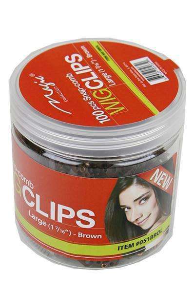 Magic Collection 100 Snap Comb Wig Clips Large 1 7/16" - Brown - Deluxe Beauty Supply