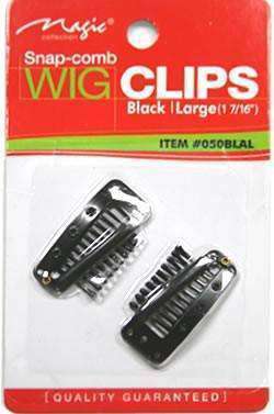 Magic Collection Large Snap Comb Wig Clips - Black - Deluxe Beauty Supply