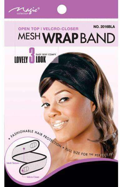 Magic Collection Open Top Mesh Wrap Band #2016BLA Black - Deluxe Beauty Supply