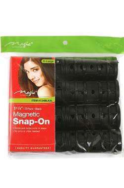 Magic Collection Extra Large Snap On Magnetic Rollers 1¼" Black - Deluxe Beauty Supply