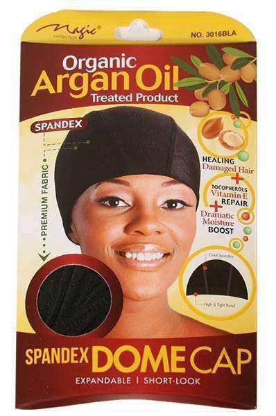 Magic Collection Organic Argan Oil Spandex Dome Cap #3016BLA Black - Deluxe Beauty Supply