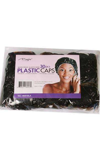 Magic Collection Plastic Cap 30 Pack - Black - Deluxe Beauty Supply