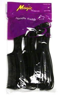 12 Pack Handle Combs - Black - Deluxe Beauty Supply